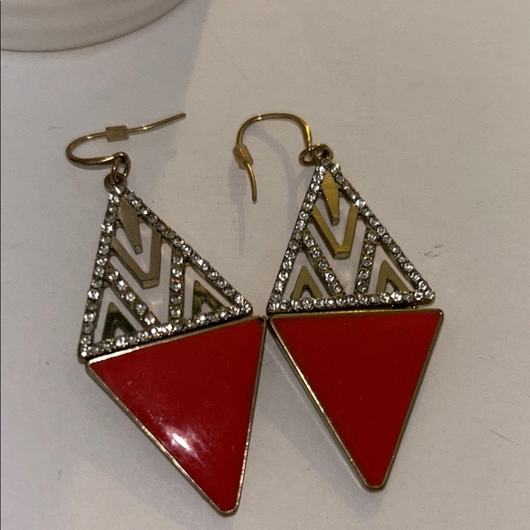 Geometric Peach Reddish Earrings - Picture 1 of 5